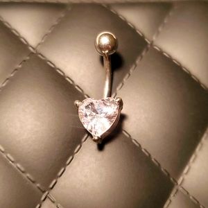 Belly button ring  jeweled heart